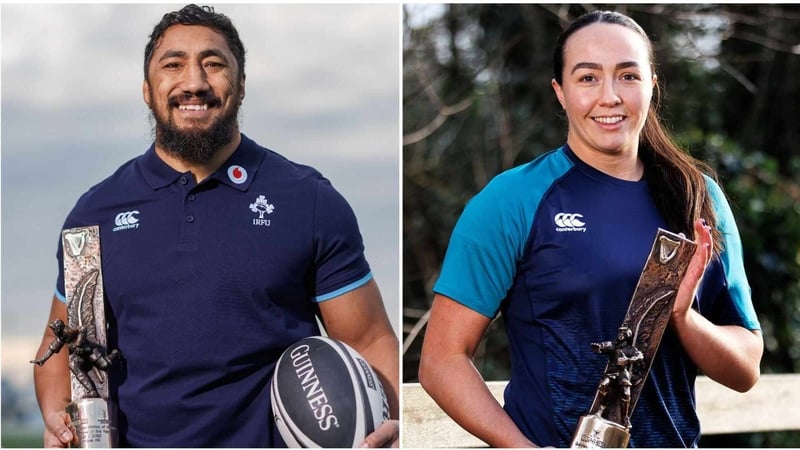 Bundee Aki and Nichola Fryday were honoured by the Rugby Writers of Ireland