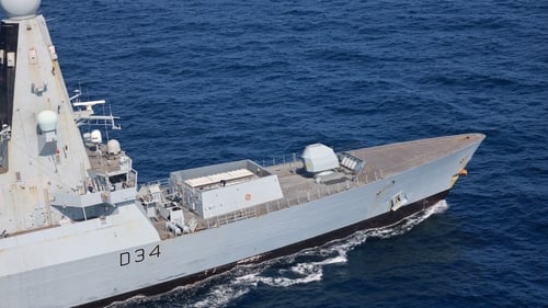 The British warship HMS Diamond pictured in the Red Sea area this week