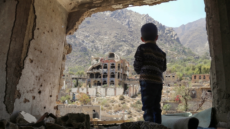 The Houthi-controlled television channel Al-Masirah said strikes had also targeted telecoms infrastructure in the town of Taez (File image)