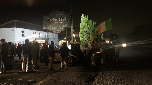 Protesters outside Racket Hall hotel near Roscrea after it was earmarked to house International Protection applicants