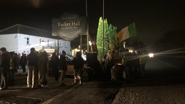 Protesters outside Racket Hall hotel near Roscrea after it was earmarked to house International Protection applicants