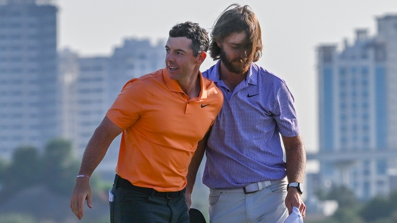 Rory McIlroy (L) and Tommy Fleetwood will play in Match 3