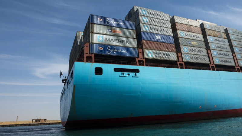 A file photo of a Maersk container ship heading towards the Red Sea after passing through the Suez Canal. Photo: Kristian Helgesen/Bloomberg via Getty Images