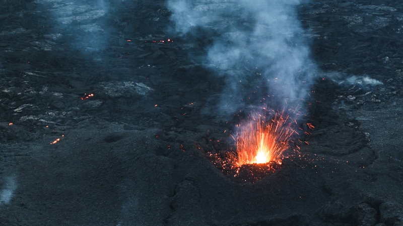 An aerial view taken yesterday shows volcanic activity near Grindavik after the eruption