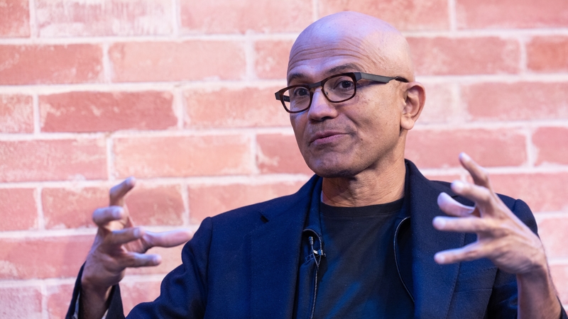 Satya Nadella, Microsoft CEO, during an interview with Bloomberg House at Davos today