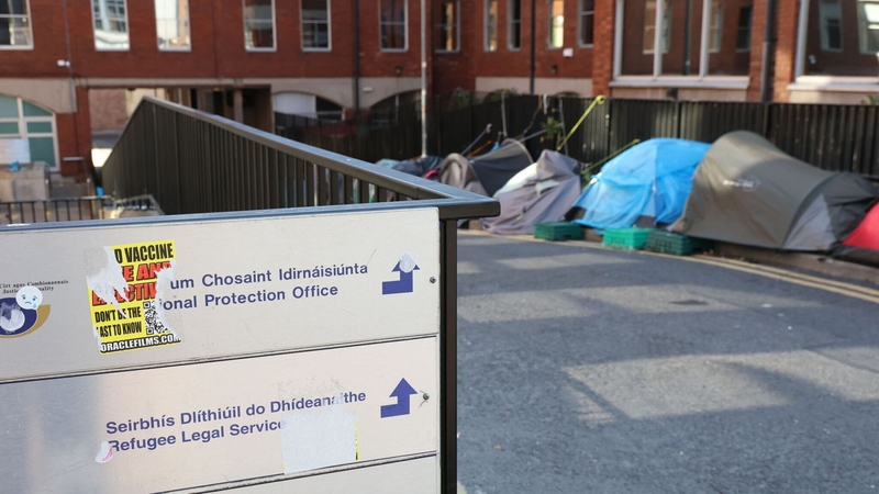 A makeshift camp outside the International Protection Office in Dublin last year (Pic: RollingNews.ie)