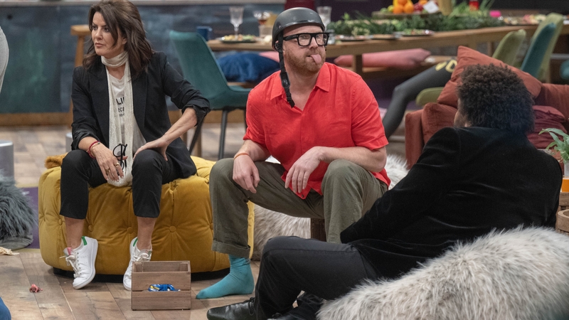 Jason Byrne (centre) with Deirdre O'Kane and Martin Angelo on LOL: Last One Laughing Ireland