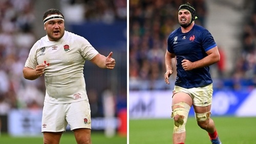 England hooker Jamie George and France number 8 Gregory Aldritt