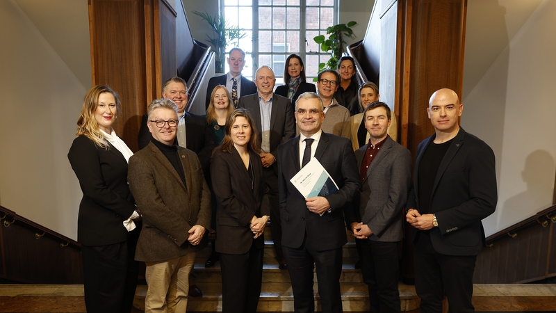 Minister of State Dara Calleary (C) with members of the AI Advisory Council