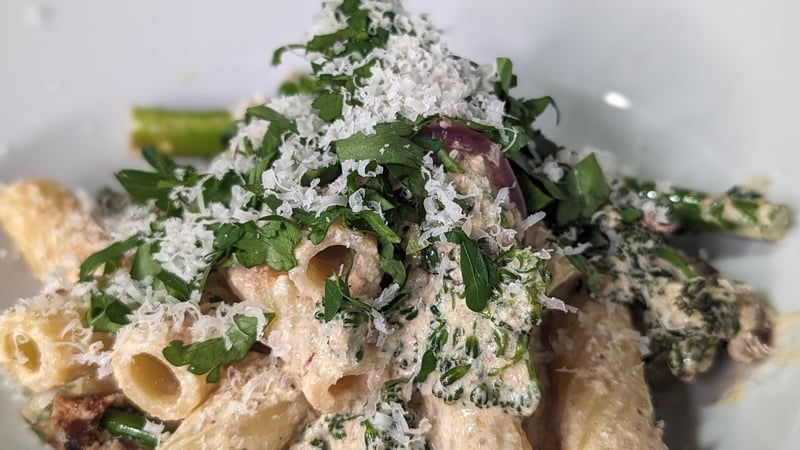 Italian sausage, broccoli and Irish Yogurt Clonakilty half fat crème fraiche pasta.