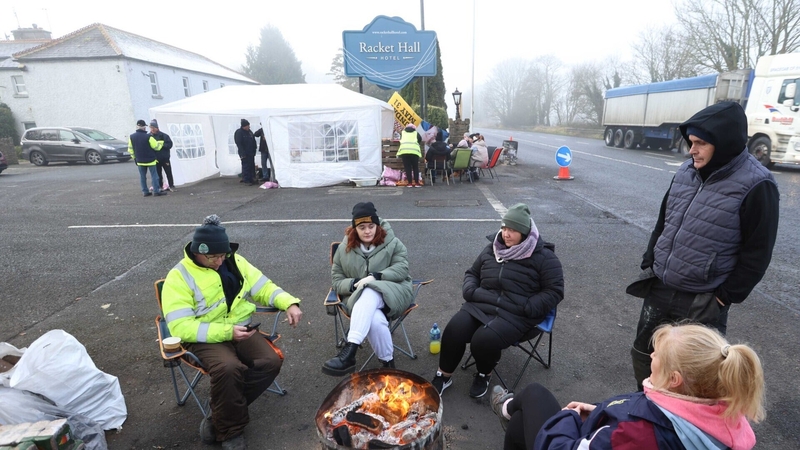 Protesters outside Racket Hall hotel near Roscrea earlier this week (file image)