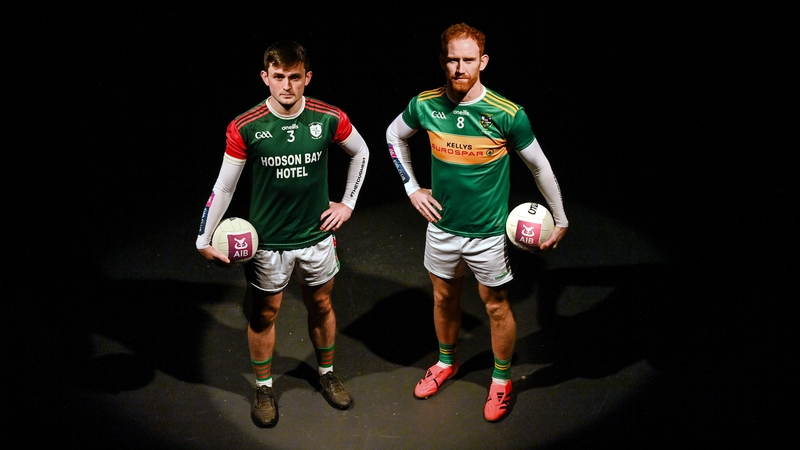 Rival captains Brian Stack of St Brigid's, left, and Conor Glass of Watty Graham's, Glen