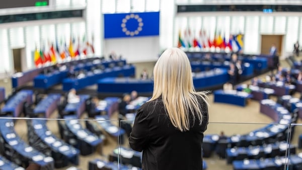 Campaigner Jackie Fox at the EU headquarters in Strasbourg