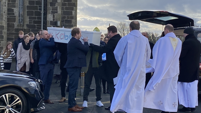 A large crowd gathered at the Church of the Holy Cross in Tramore for today's funeral mass
