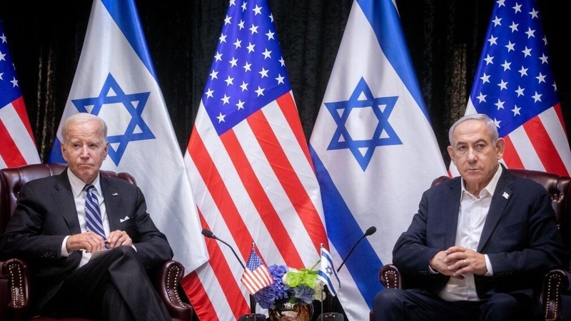 Joe Biden pushed Benjamin Netanyahu on the need for a future Palestinian state (file photo)