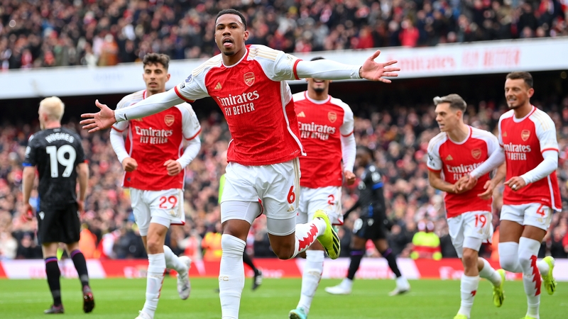 Gabriel celebrates his goal
