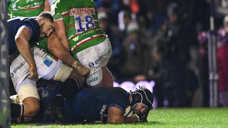 Caelan Doris scored Leinster's fourth try when they beat Leicester in January