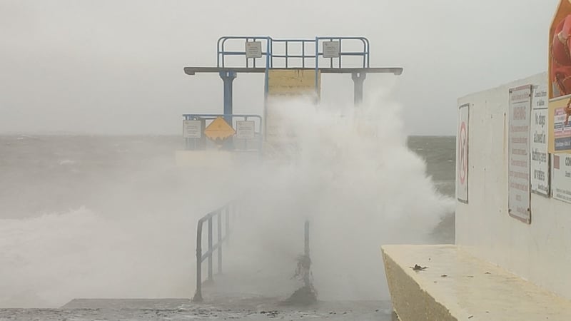 Salthill in Galway during Storm Isha in January 2024. Photo: RTÉ