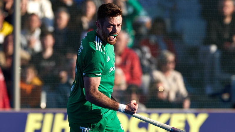 Shane O'Donoghue celebrates scoring Ireland's fourth goal