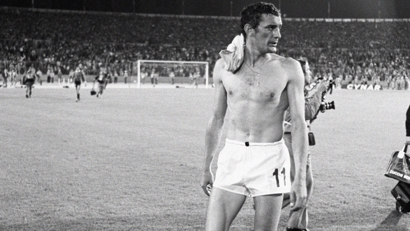 Gigi Riva at the end of Italy's 1-1 draw with Argentina at the 1974 World Cup