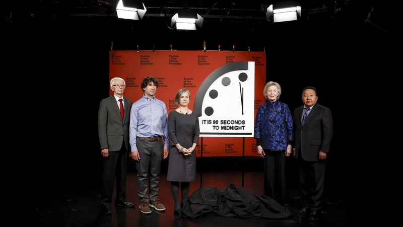 Members of the Bulletin of the Atomic Scientists (L-R) Siegfried S Hecker, Daniel Holz, Sharon Squassoni, Mary Robinson and Elbegdorj Tsakhia