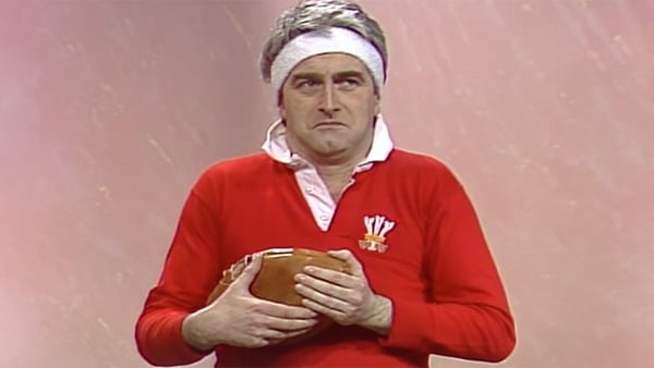Dermot Morgan as a Welsh Rugby Union player in 1989.