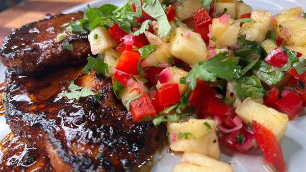 Juicy pineapple is the perfect pairing for this sticky chipotle pork chops.
