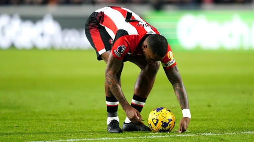 Brentford's Ivan Toney scored against Nottingham Forest after moving the vanishing spray and ball before taking a free-kick