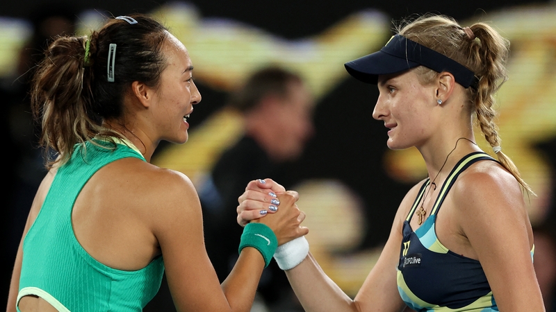 Zheng Qinwen (L) enjoyed a hard-fought two-set win over Dayana Yastremska
