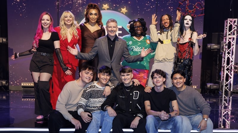 Late Late Show presenter Patrick Kielty with all six acts competing in tonight's Eurosong / All photos: Andres Poveda