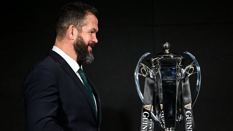 Ireland head coach Andy Farrell with the Guinness Six Nations trophy