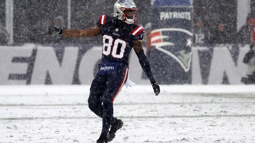 Kayshon Boutte playing for the New England Patriots earlier this month