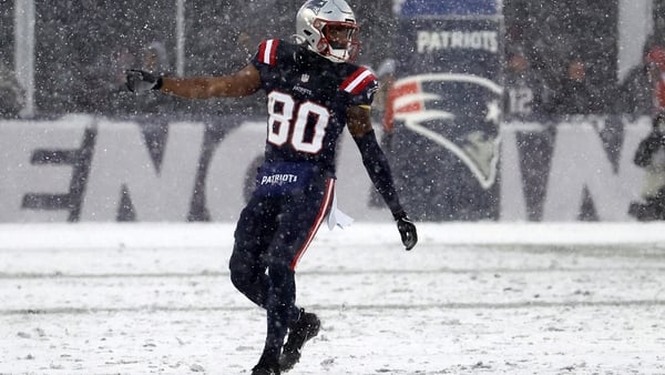 Kayshon Boutte playing for the New England Patriots earlier this month