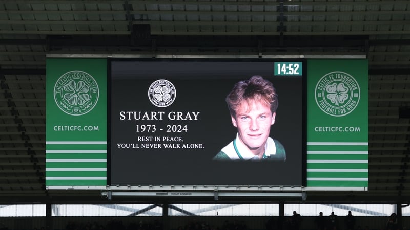 Stuart Gray was remembered during the cinch Premiership match between Celtic and Ross County