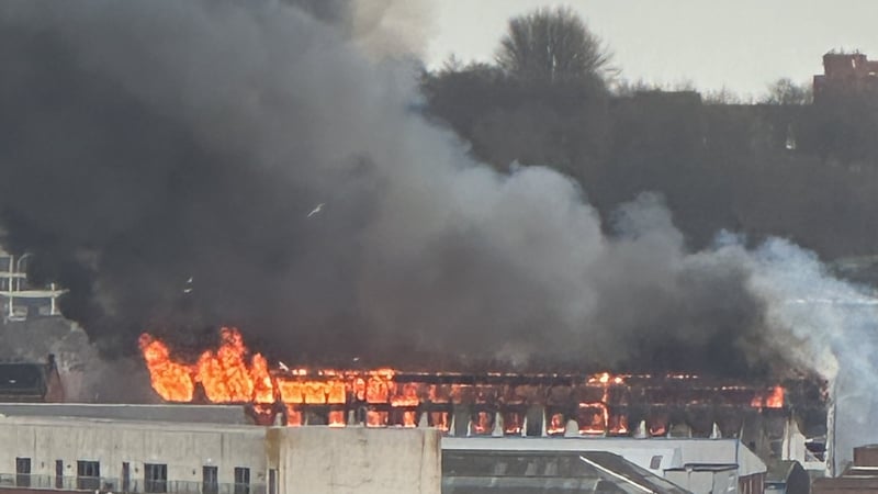 The building is showing signs of collapse and fire crews and police are evacuating buildings, Merseyside Fire & Rescue Service said (Photo courtesy of @misterjgarcia/X)