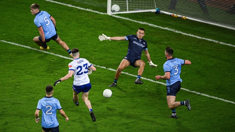 Ciaran McNulty slips home Monaghan's third goal against Dublin
