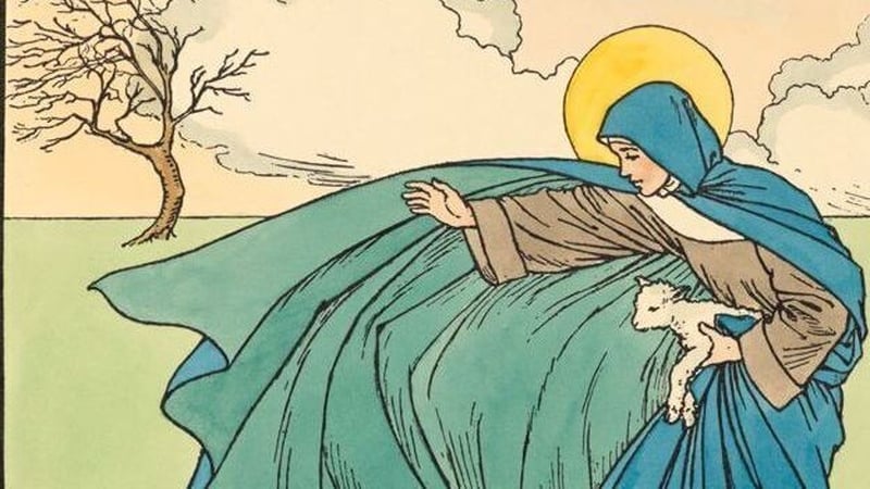 St Brigid portrayed by artist Kathleen Verschoyle for Cuala Press in the 1920s. Photo: TCD