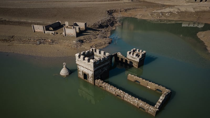 The Sau reservoir in the province of Barcelona is at an historic level of minimum capacity
