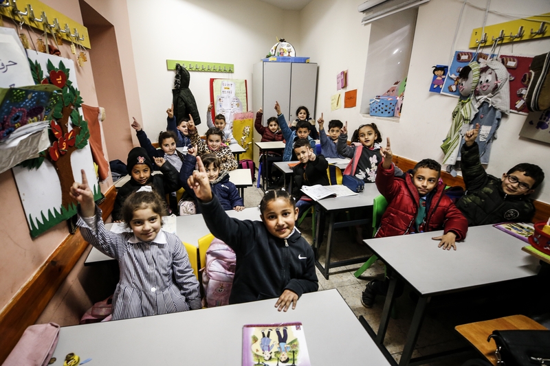 Children at an UNRWA school in Silwan, Jerusalem, on 30 January