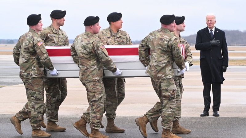 The US Air Force described the ceremony as a 'dignified transfer' of remains