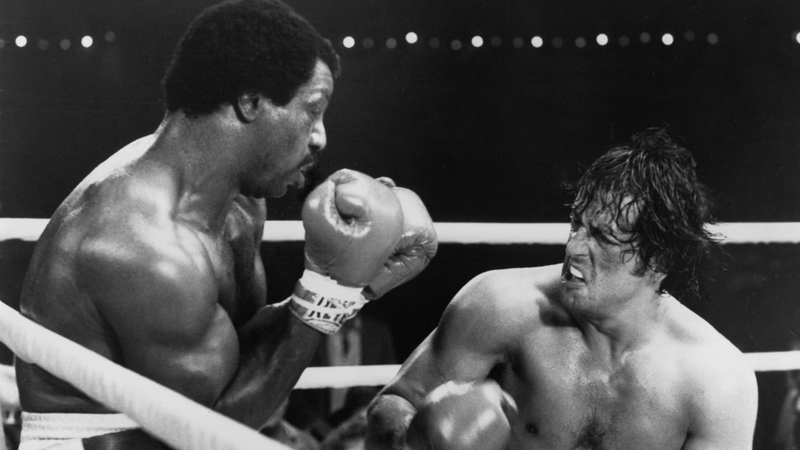 Carl Weathers and Sylvester Stallone in Rocky II (1979)