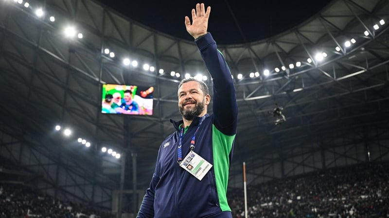 Andy Farrell salutes the traveling Irish fans in Marseille