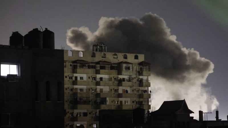 Smoke rises over buildings amid Israeli bombardment in Rafah