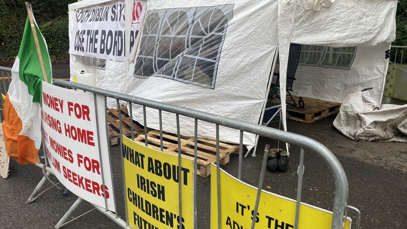 Protest signs outside St Brigid's Nursing Home in Crooksling, Co Dublin last month, amid speculation about plans to house asylum seekers in the area