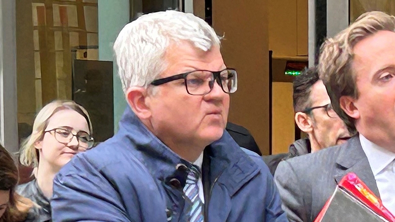 Broadcaster Adrian Chiles leaves The Rolls Building in London on Tuesday Photo: Press Association