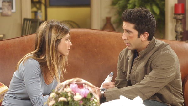 Jennifer Aniston and David Schwimmer on the set of Friends in 2009