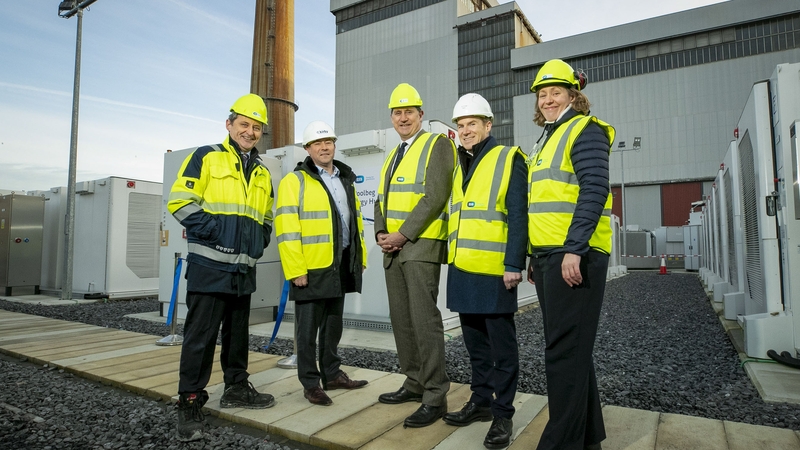 Jim Dollard of ESB, Sean Rapple of Kirby Group, Eamon Ryan, Minister for the Environment, Climate and Communications, Paul McCusker, Fluence President of EMEA, and Claire Quane of ESB.