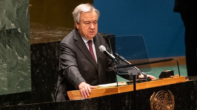 UN Secretary General Antonio Guterres painted a dark picture of the global outlook (file photo)