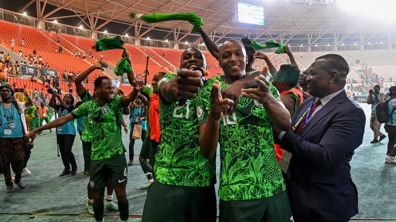Nigeria's players celebrate after their penalty shootout victory