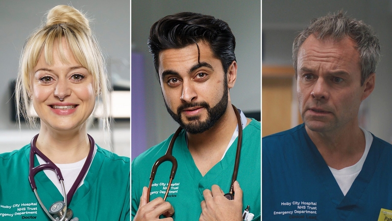 (L-R) Sammy T Dobson, Manpreet Bachu and Jamie Glover are joining the team at Holby Photos: BBC